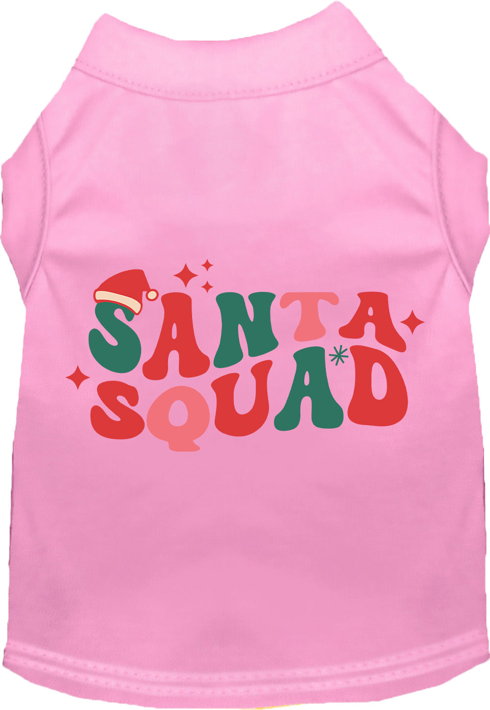 Pink Santa Squad pet shirt with festive design