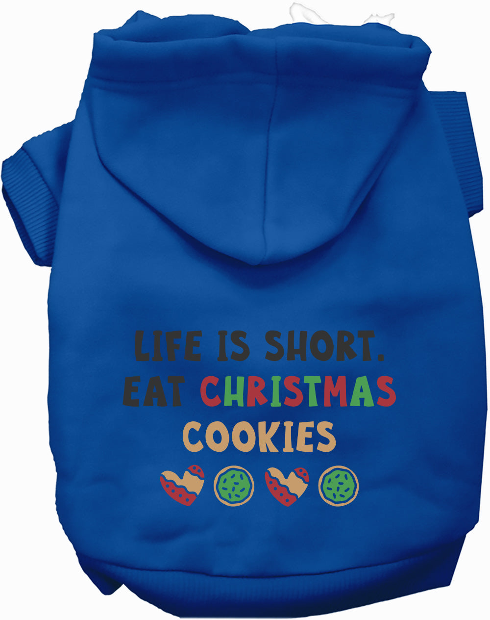 Dark blue Eat Christmas Cookies pet hoodie