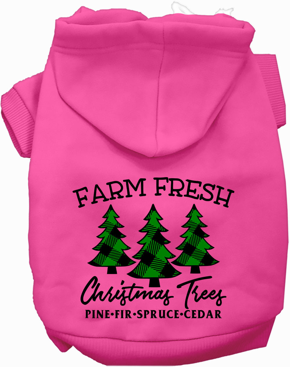Pink Farm Fresh Christmas Trees pet hoodie