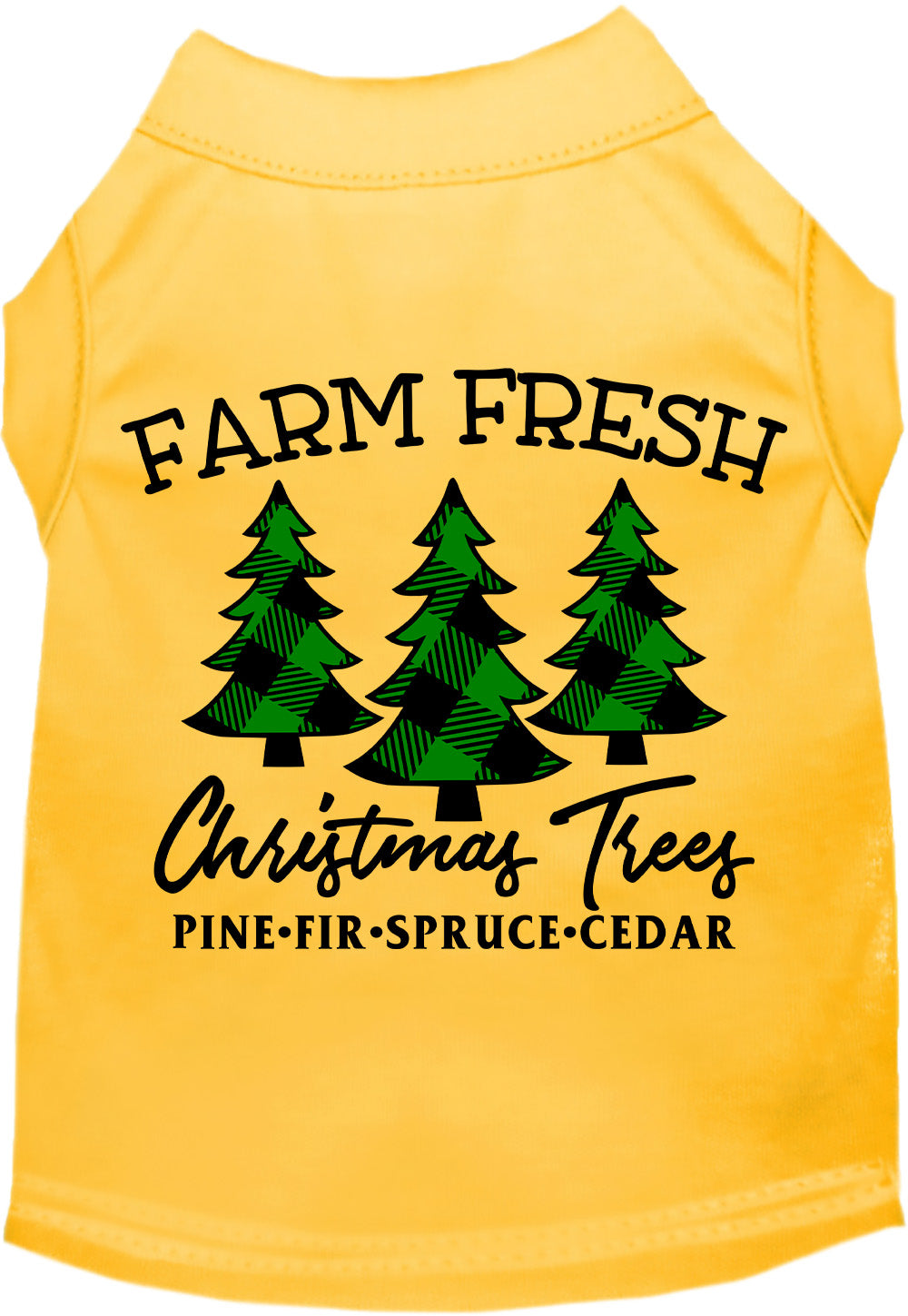 Yellow Farm Fresh Christmas Trees pet shirt