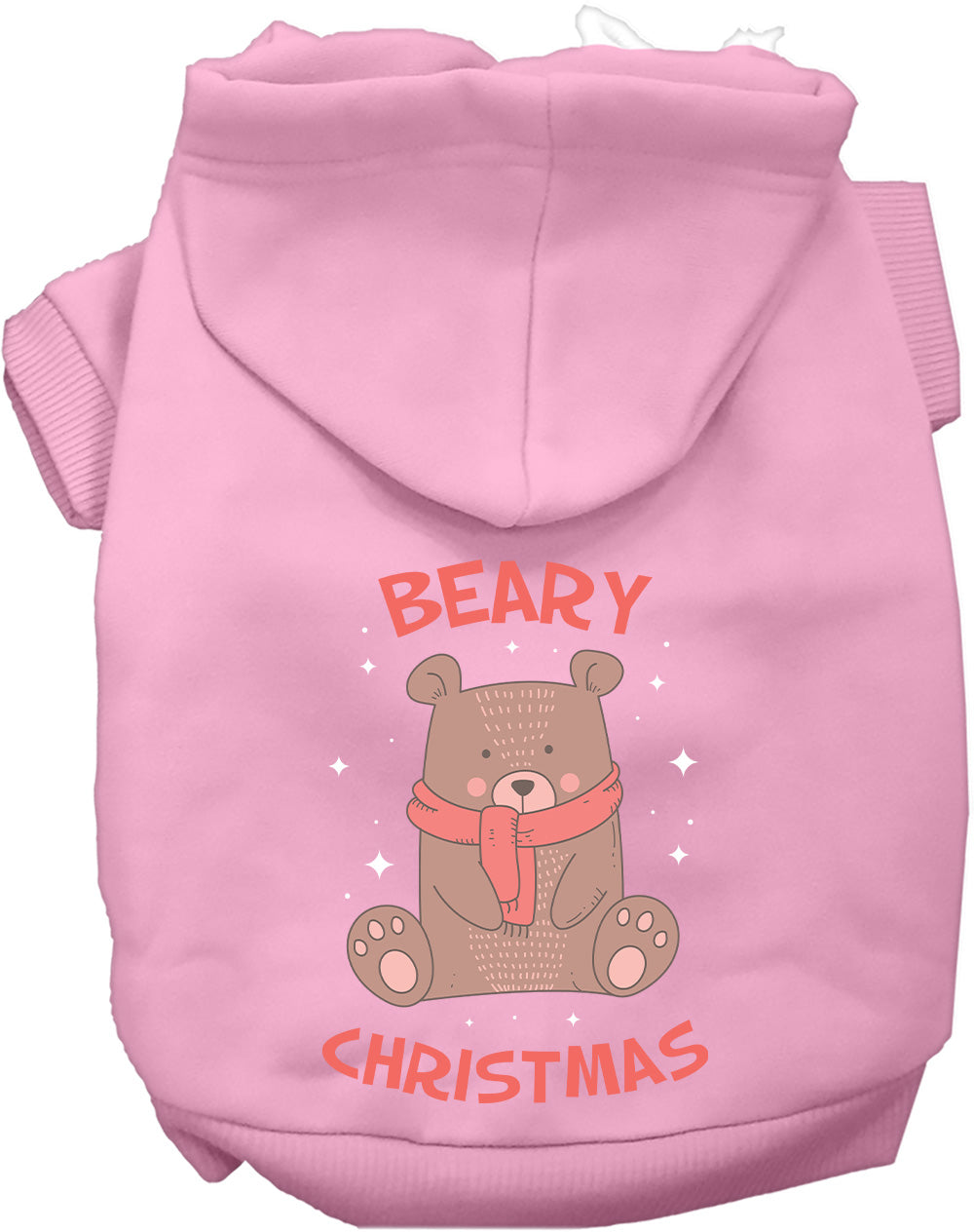 Pink Beary Christmas pet hoodie with bear design