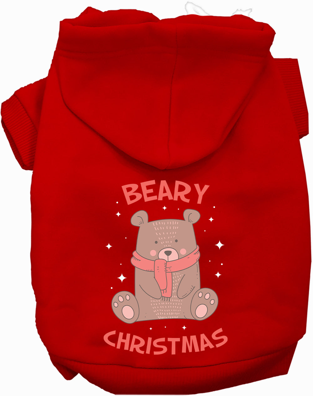 Red Beary Christmas pet hoodie with bear design