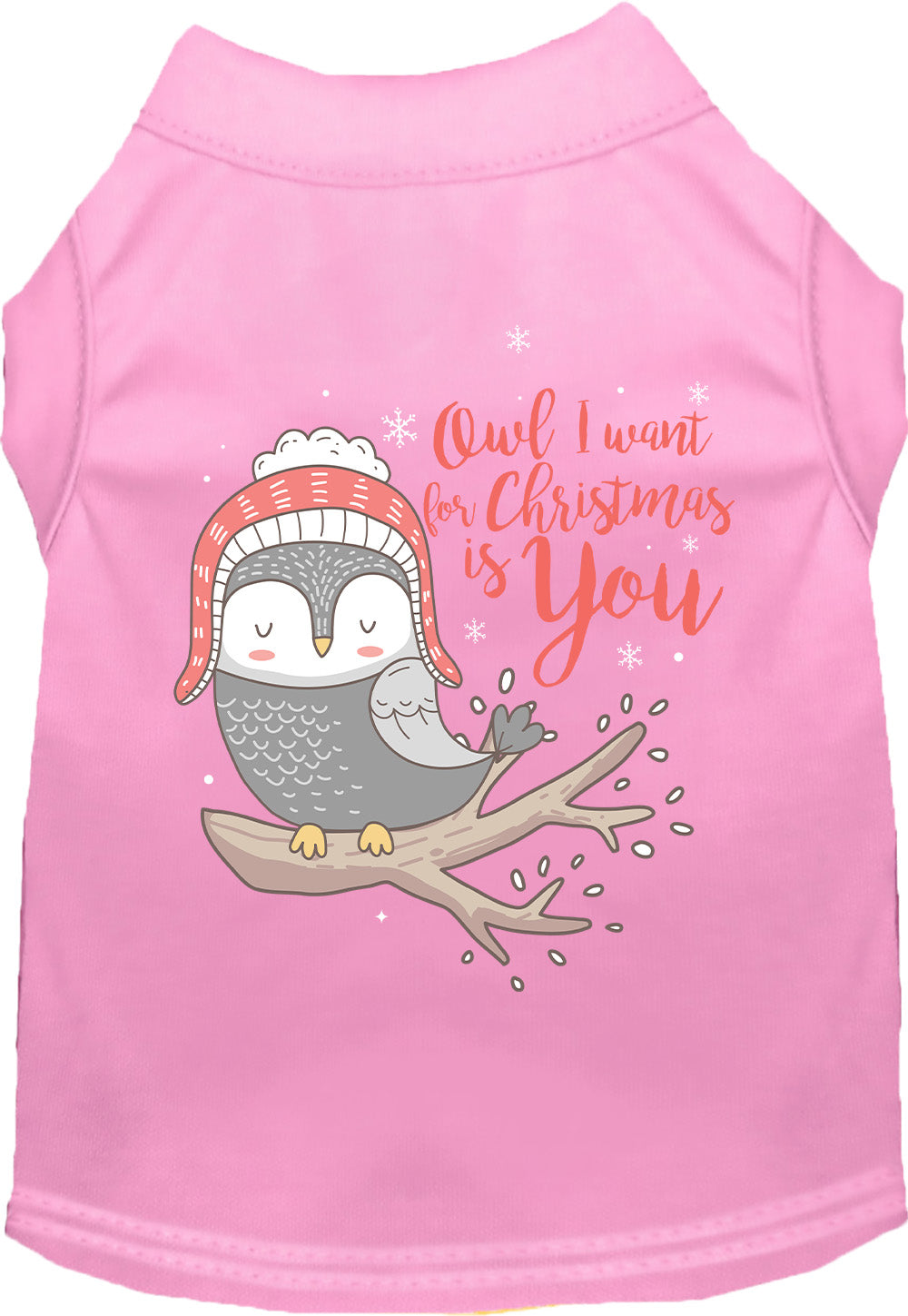 Pink pet shirt with owl Christmas design