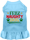 Blue Feliz Naughty Dog pet dress with ruffled skirt