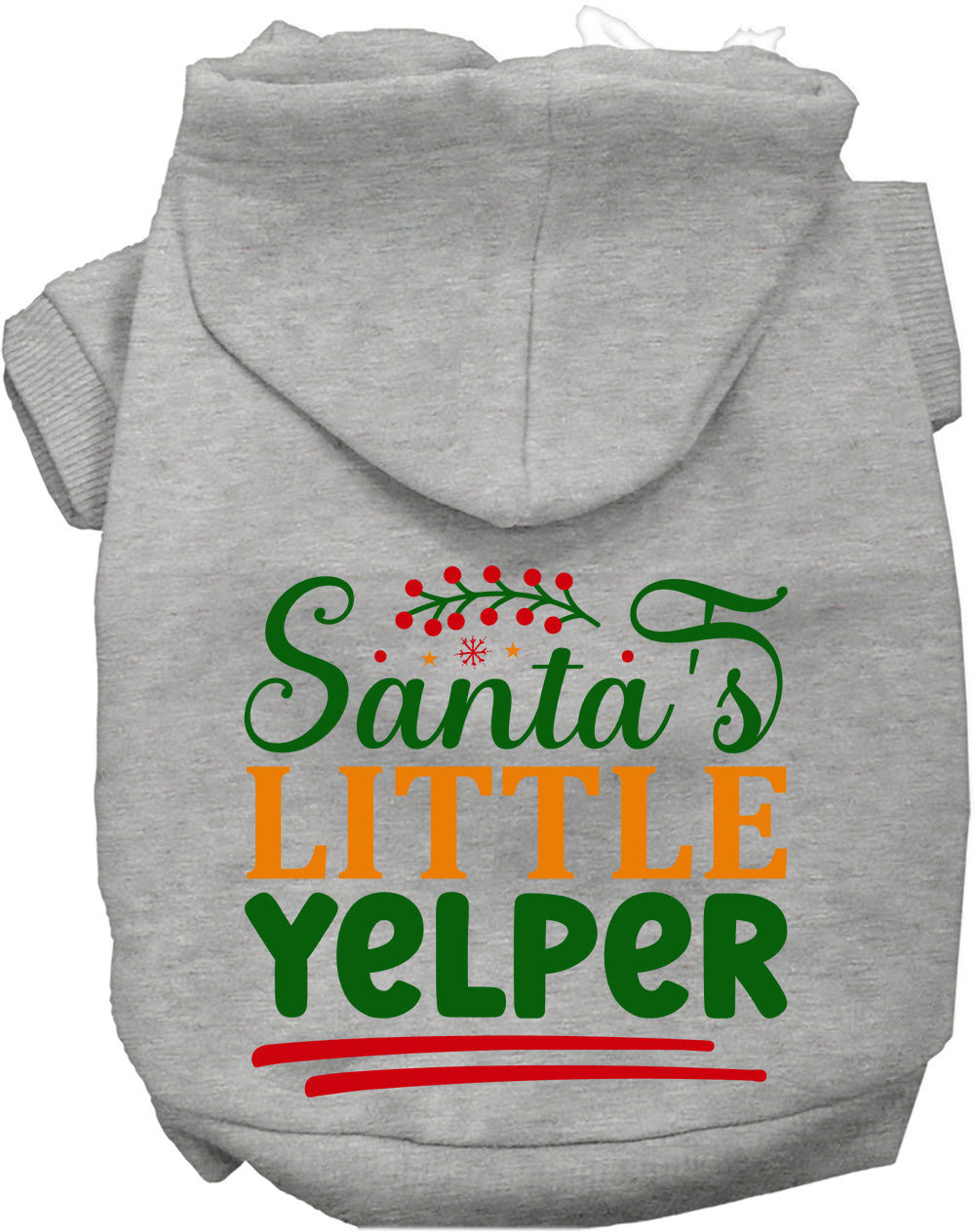 Gray Santa's Little Yelper pet hoodie