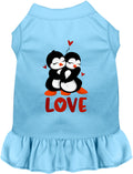 Blue Penguin Love Pet Dress with heart design
