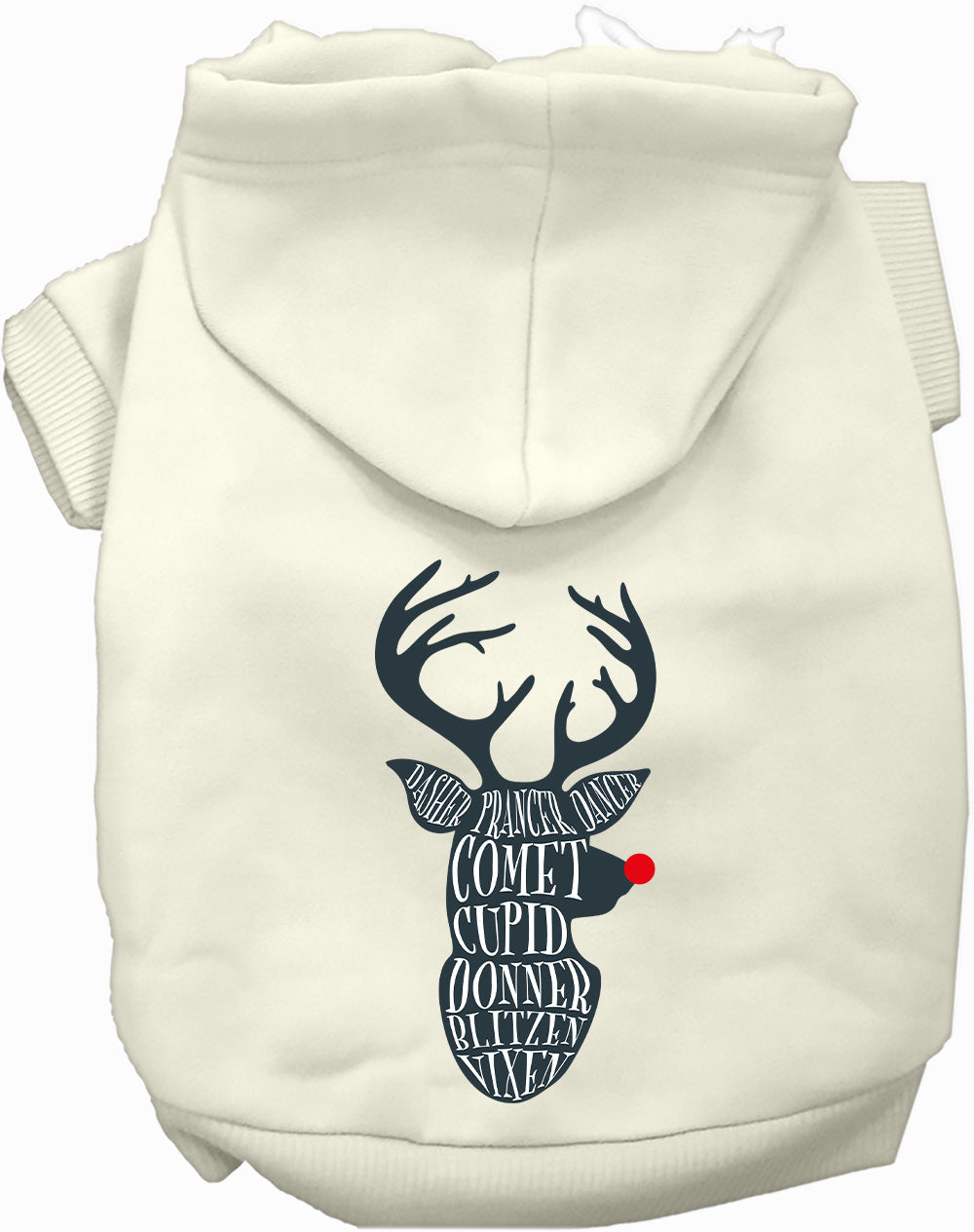 White Santa's Deer Pet Hoodie with reindeer design