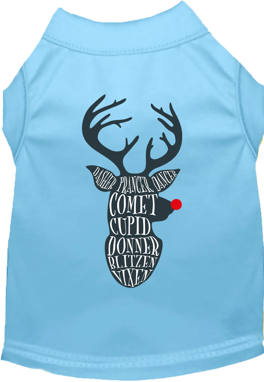 Light blue pet shirt with reindeer design