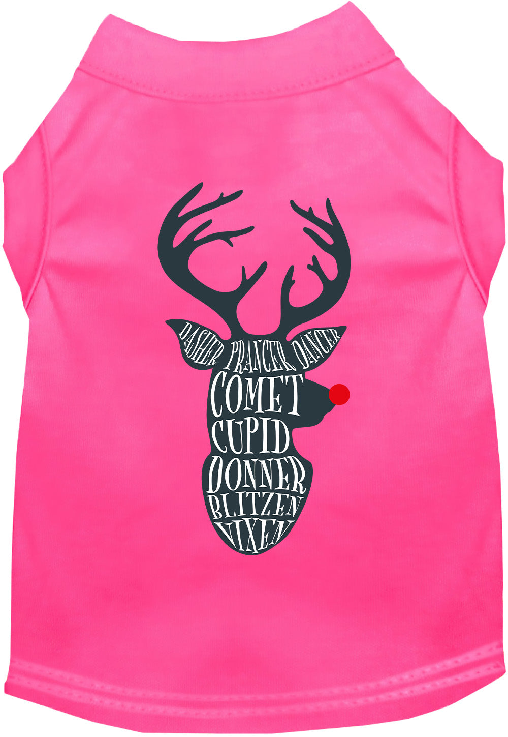 Pink pet shirt with reindeer design