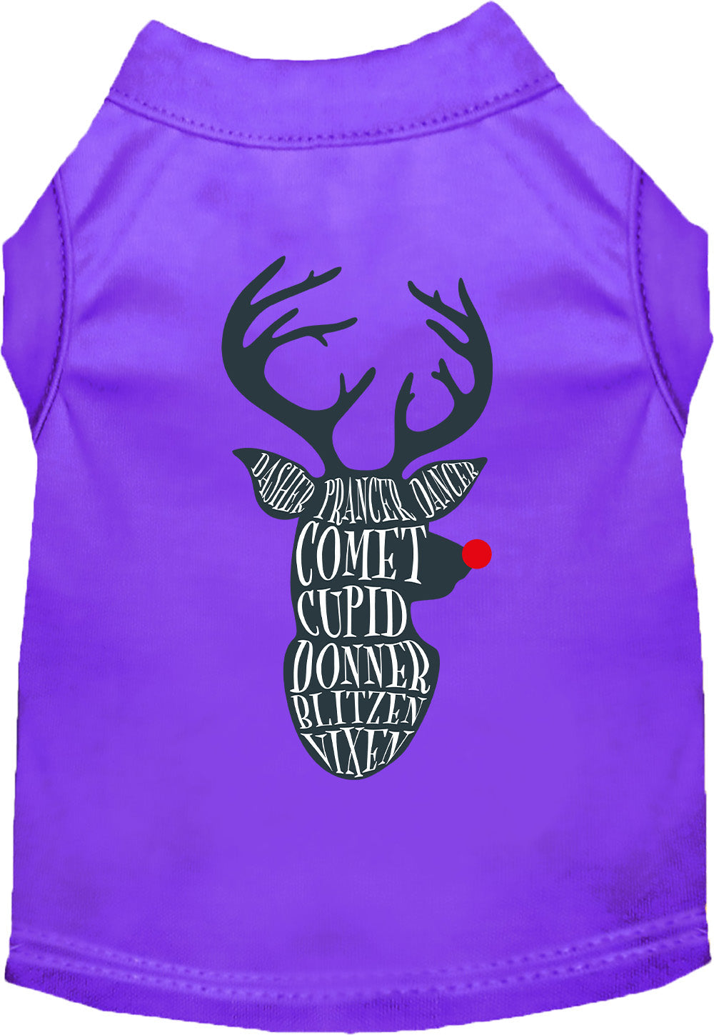 Purple pet shirt with reindeer design