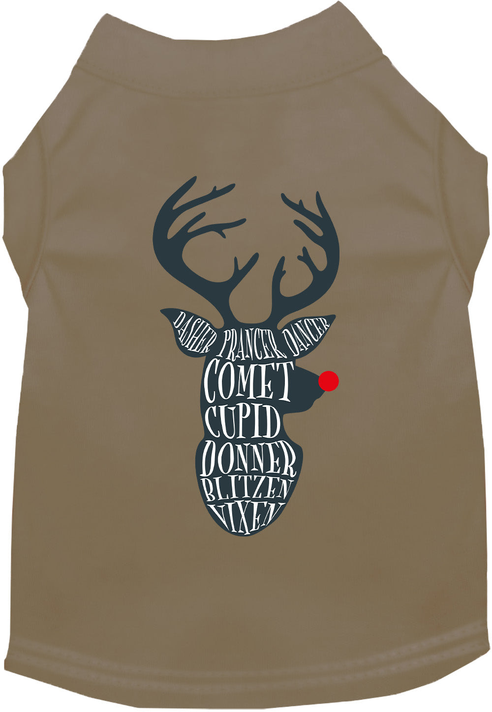Brown pet shirt with reindeer design