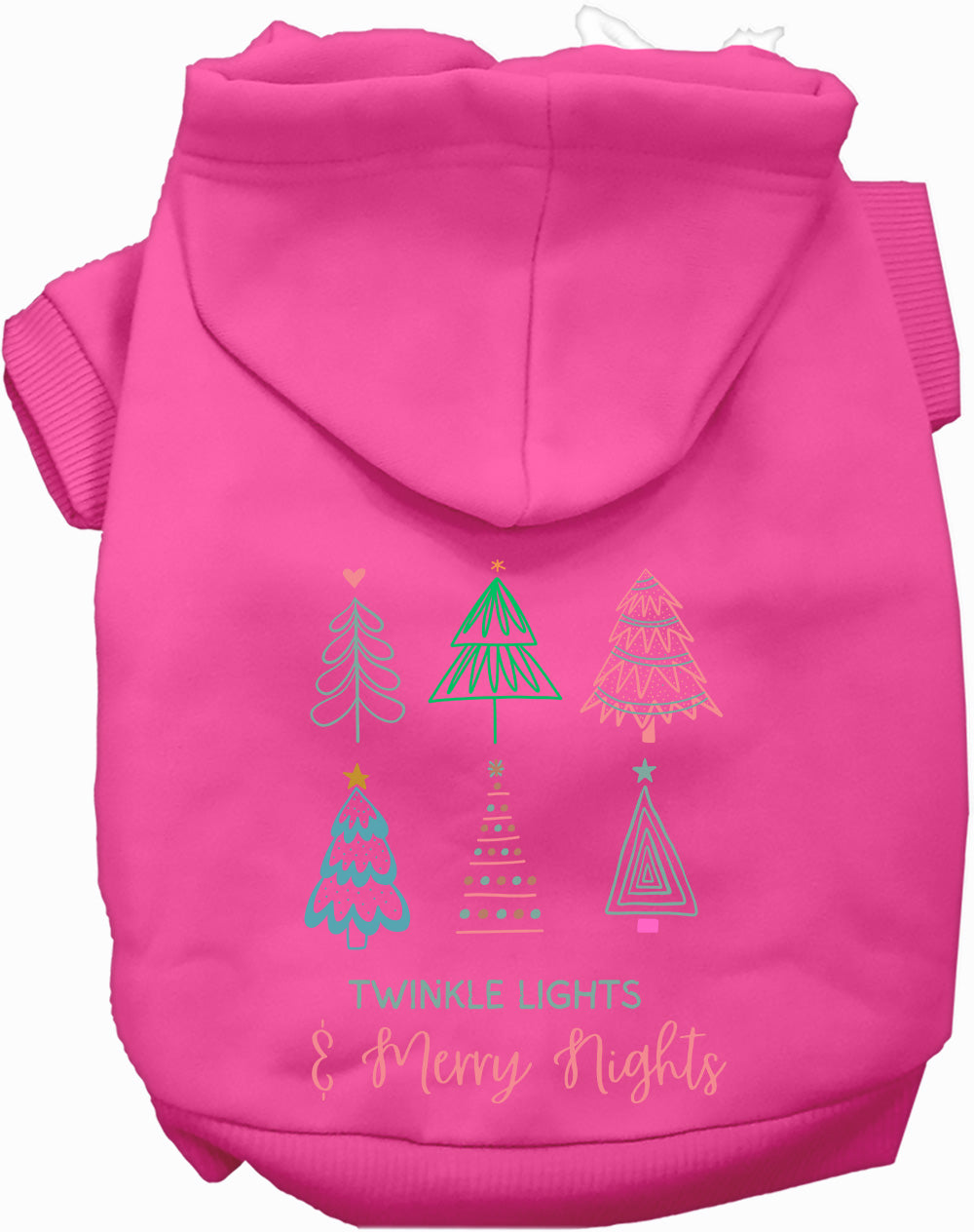 Pink pet hoodie with twinkle lights design