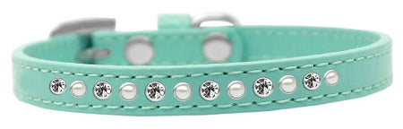Bezel Set Pearl and Clear Crystal Puppy Collar