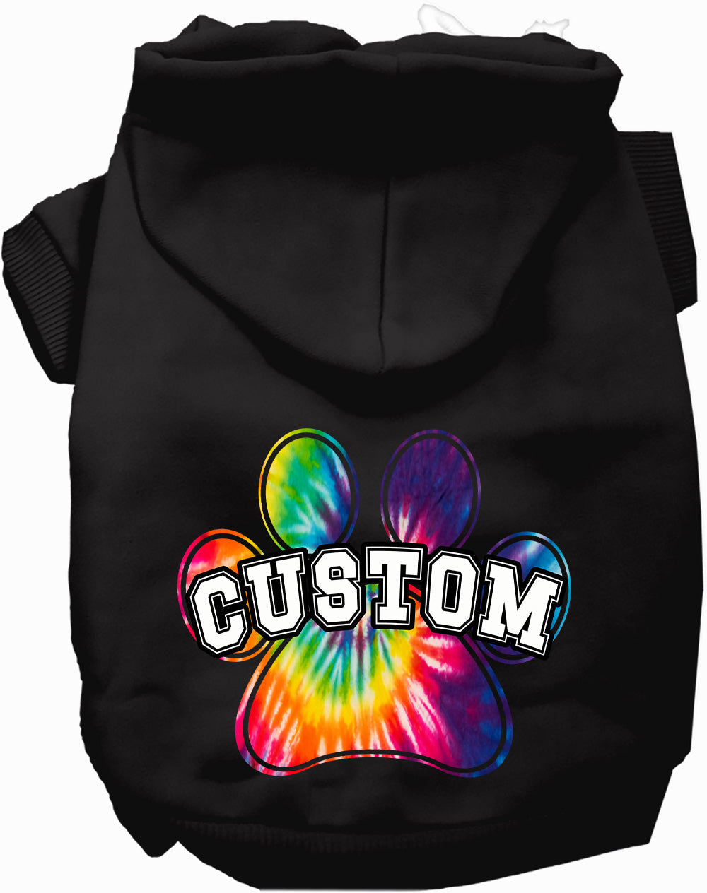 Custom Bright Tie Dye Paw Pet Hoodie