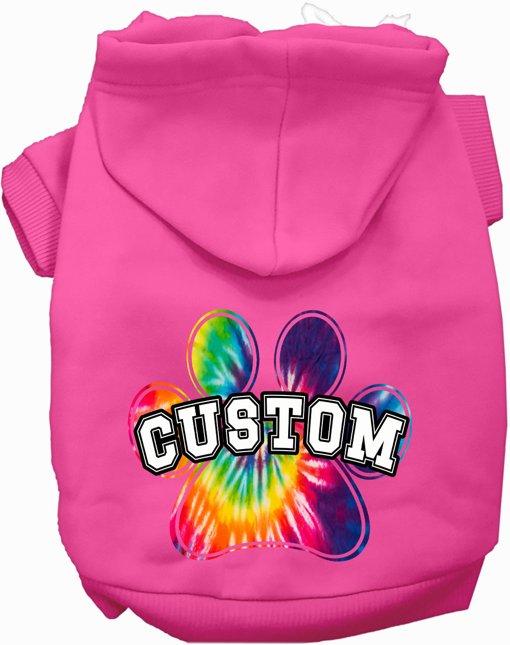 Custom Bright Tie Dye Paw Pet Hoodie