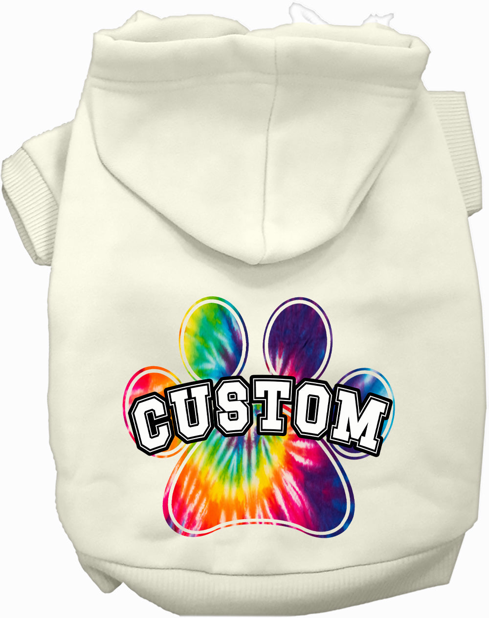 Custom Bright Tie Dye Paw Pet Hoodie