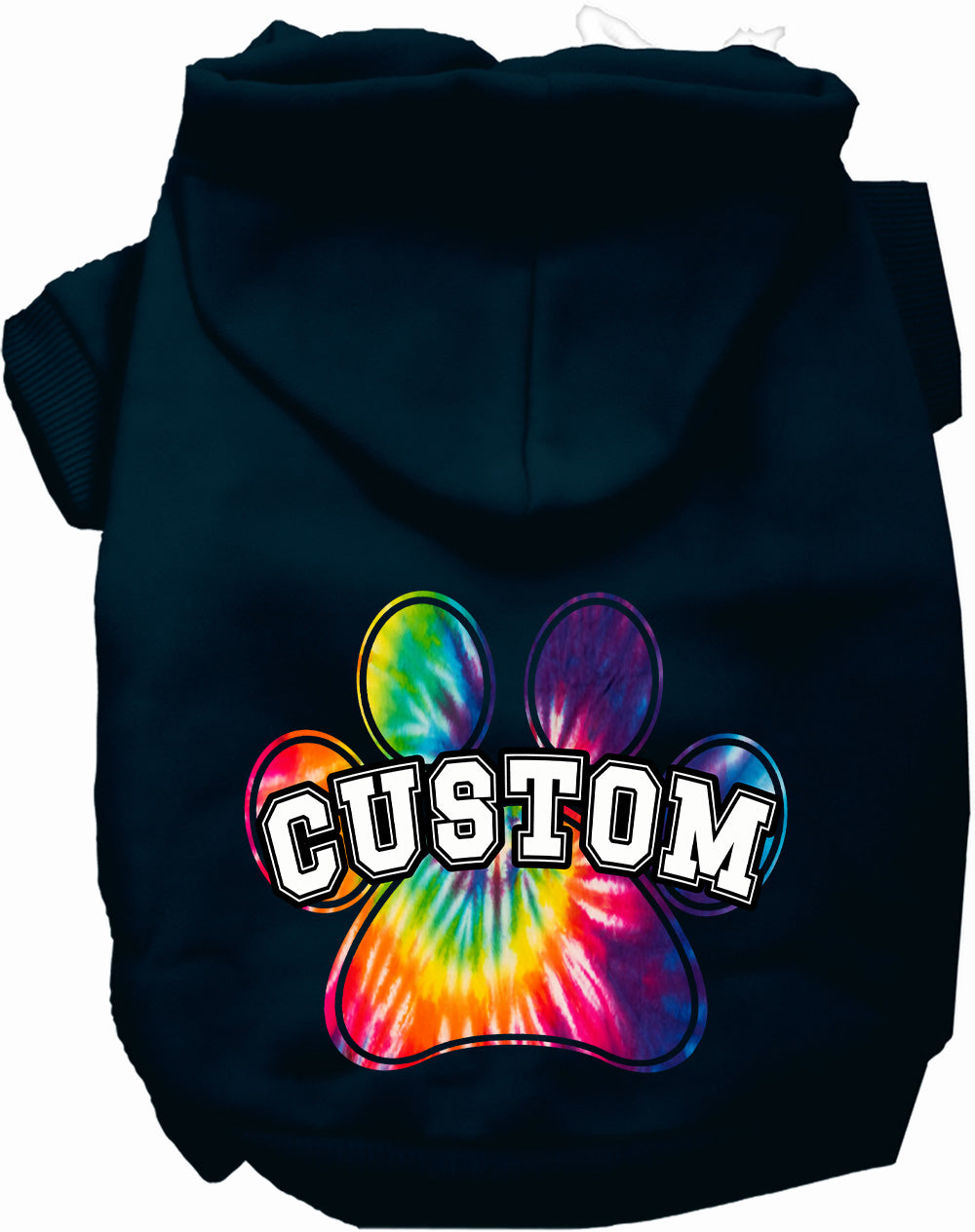 Custom Bright Tie Dye Paw Pet Hoodie
