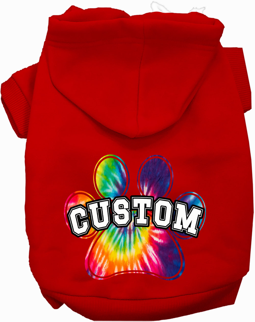 Custom Bright Tie Dye Paw Pet Hoodie