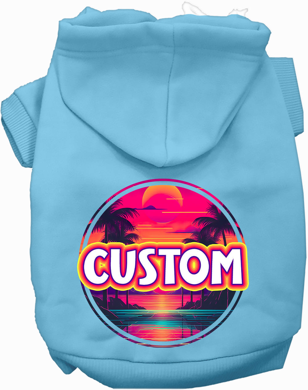 Custom Neon Beach Sunset Pet Hoodie