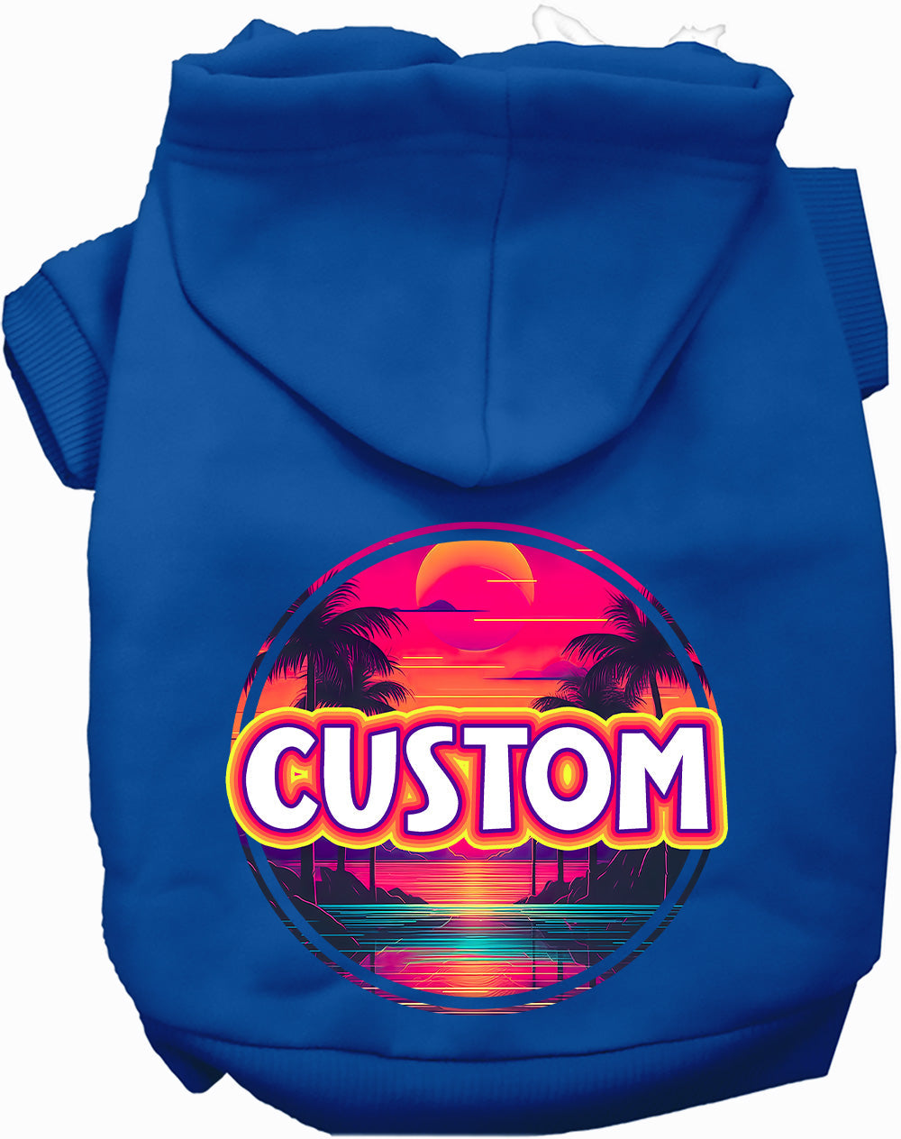 Custom Neon Beach Sunset Pet Hoodie
