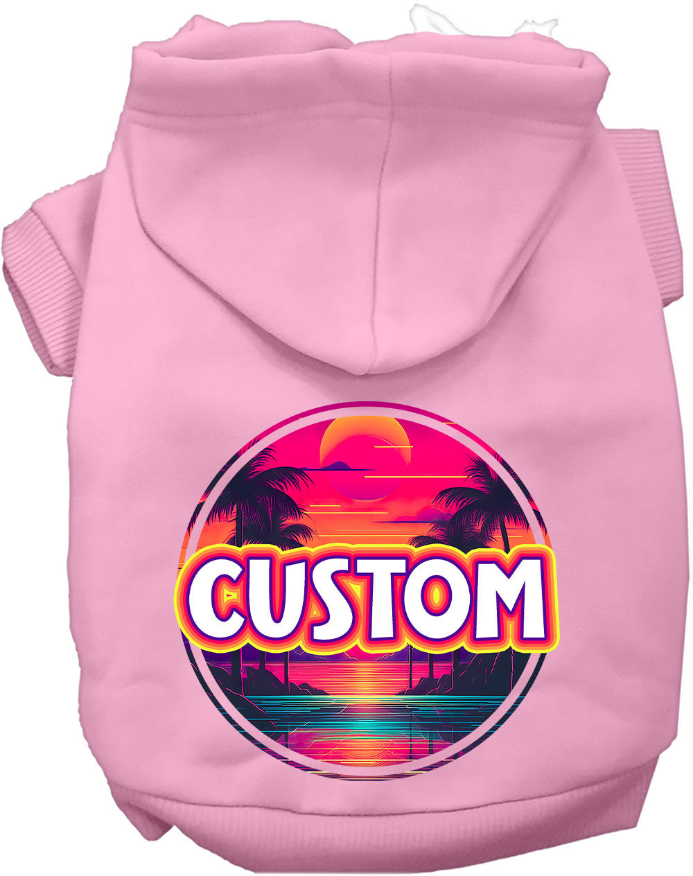 Custom Neon Beach Sunset Pet Hoodie