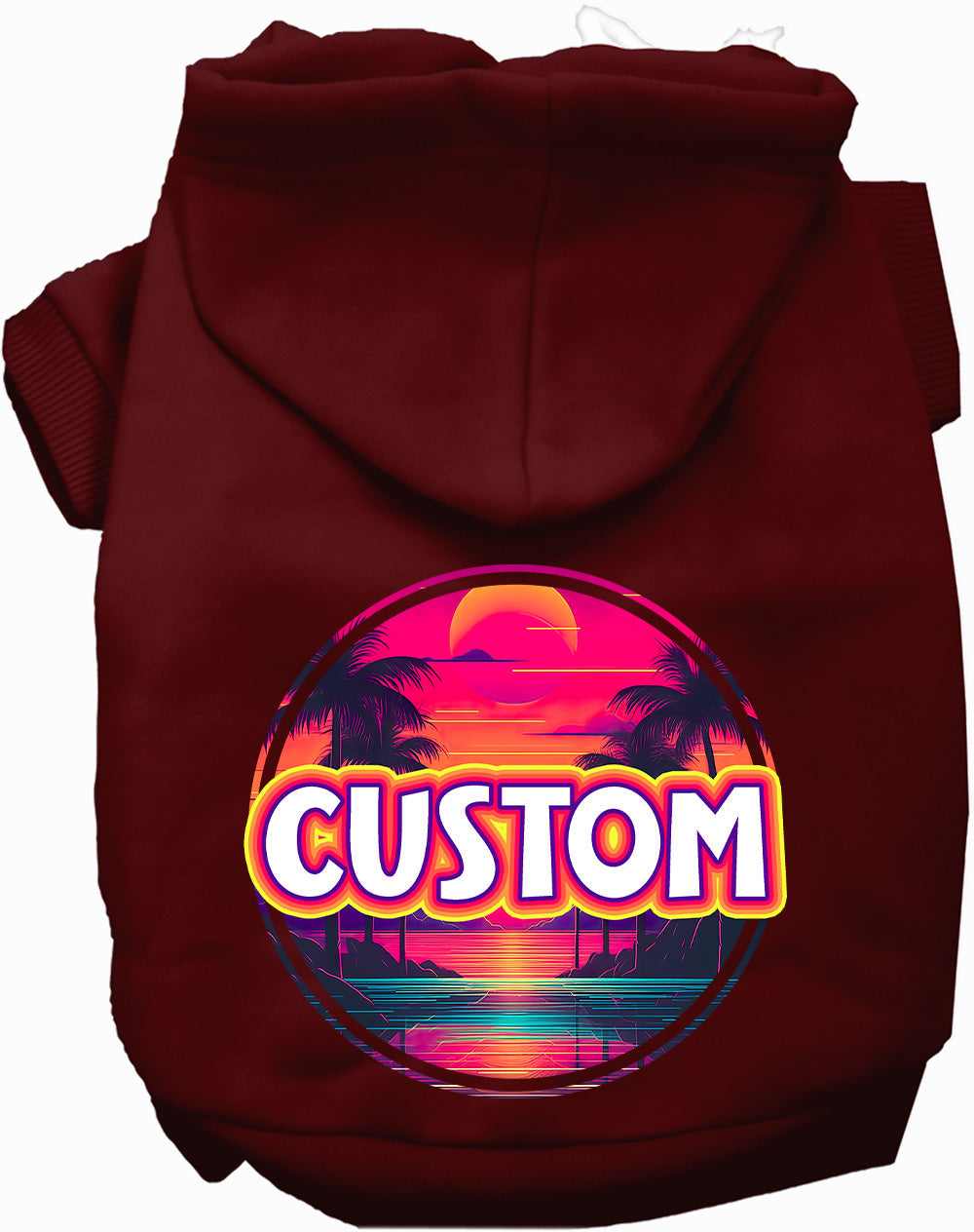 Custom Neon Beach Sunset Pet Hoodie