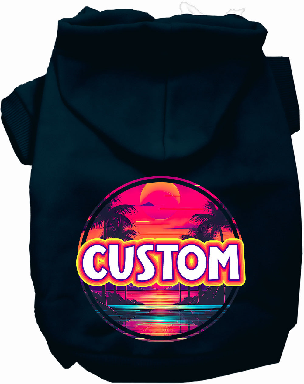 Custom Neon Beach Sunset Pet Hoodie