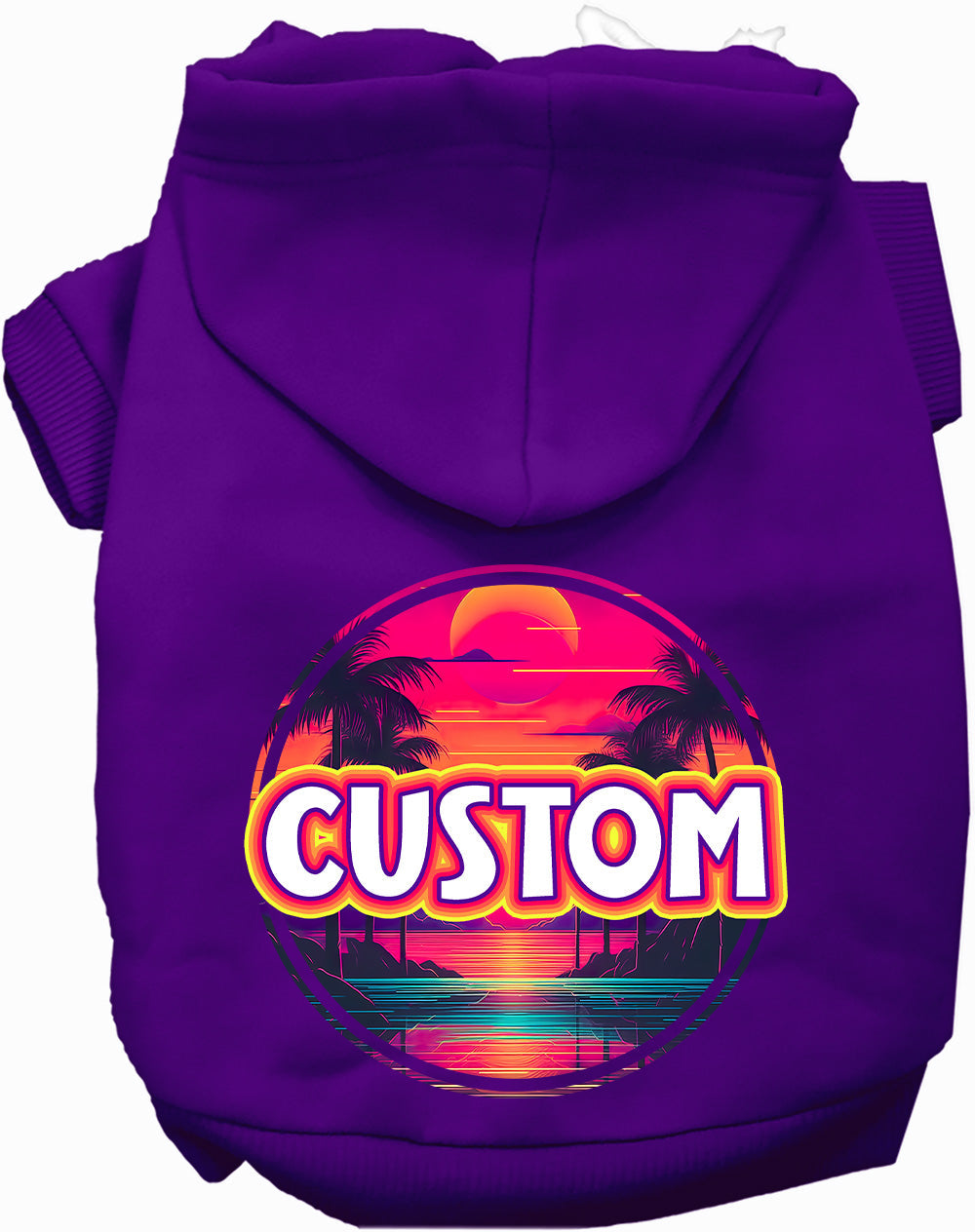 Custom Neon Beach Sunset Pet Hoodie