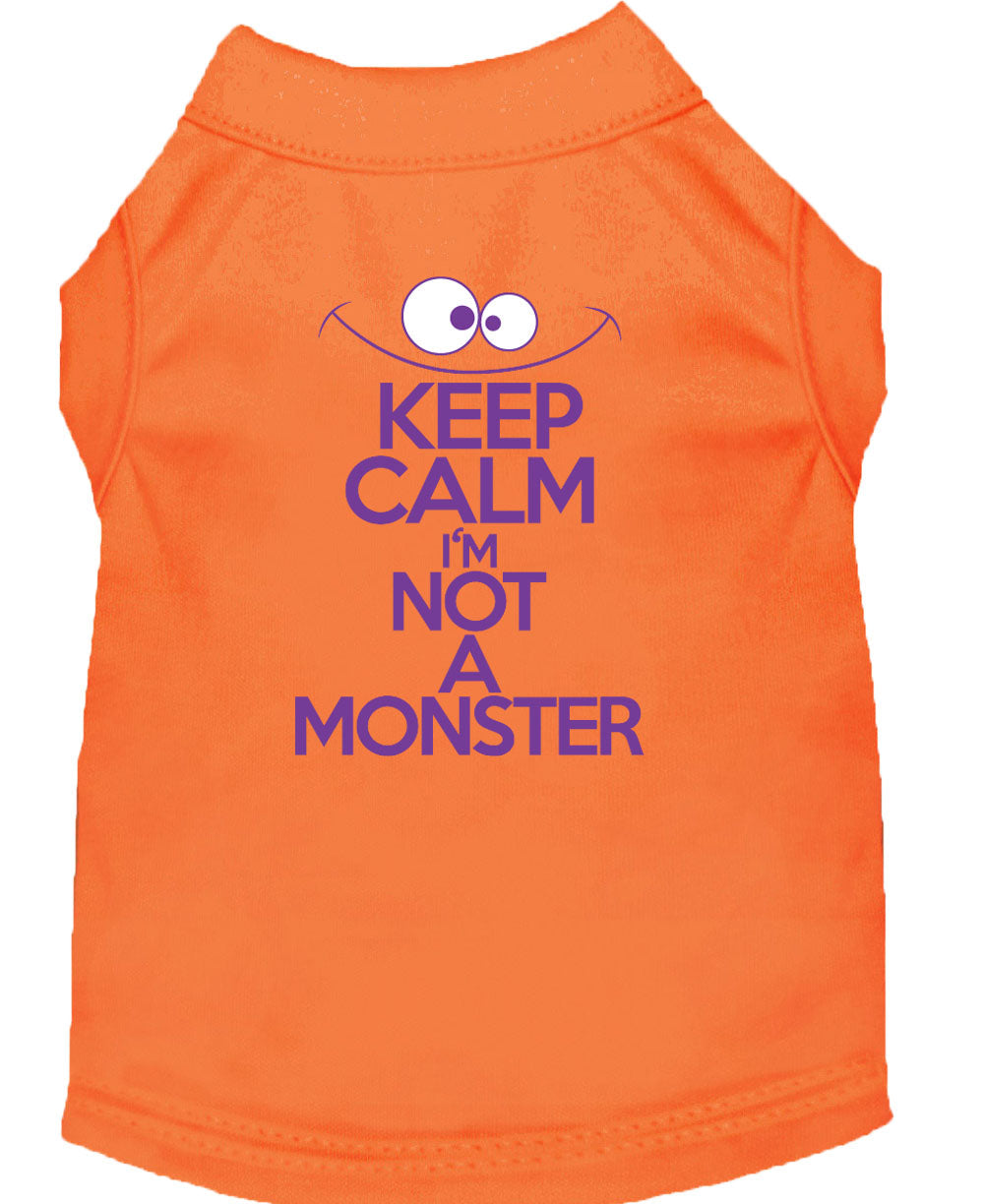 Pet Dog & Cat Shirt Screen Printed, "Keep Calm I'm Not A Monster"