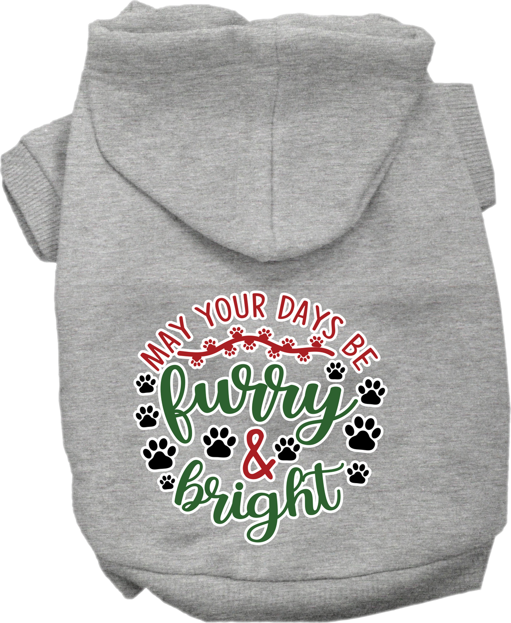 Christmas Pet Hoodie Screen Printed, "Furry & Bright"