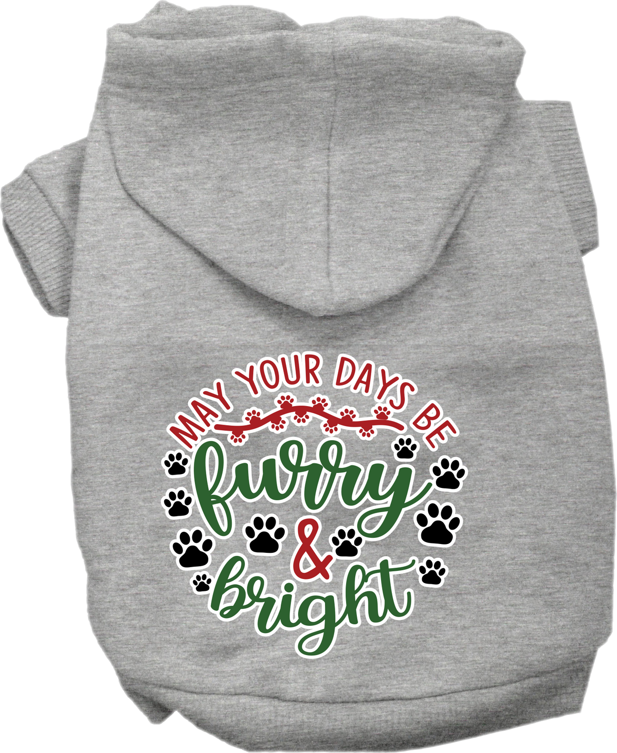 Christmas Pet Hoodie Screen Printed, "Furry & Bright"