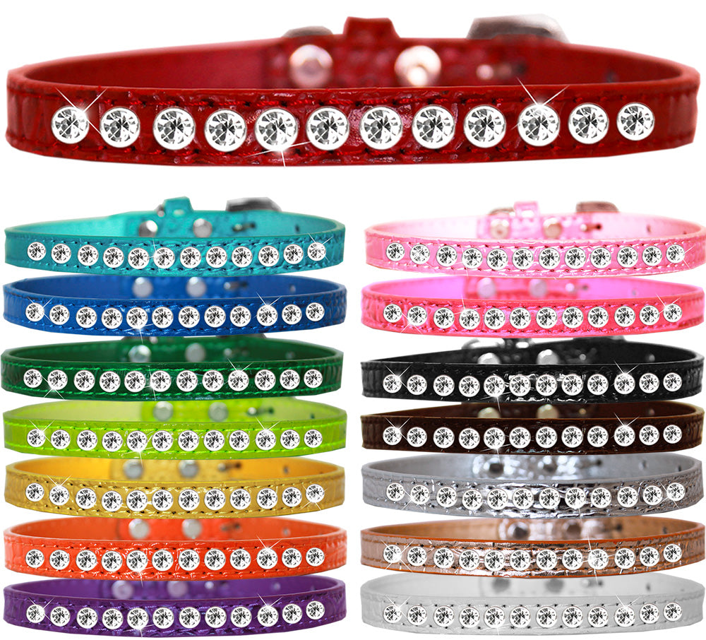One Row Clear Jewel Croc Dog Collar