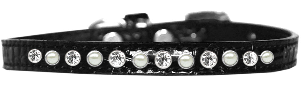 Pearl and Clear Jewel Croc Dog Collar
