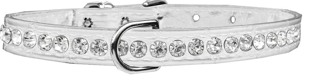 Beverly Style Rhinestone Designer Croc Dog Collar White