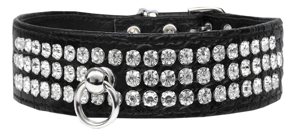 Style 73 Rhinestone Designer Croc Dog Collar Black
