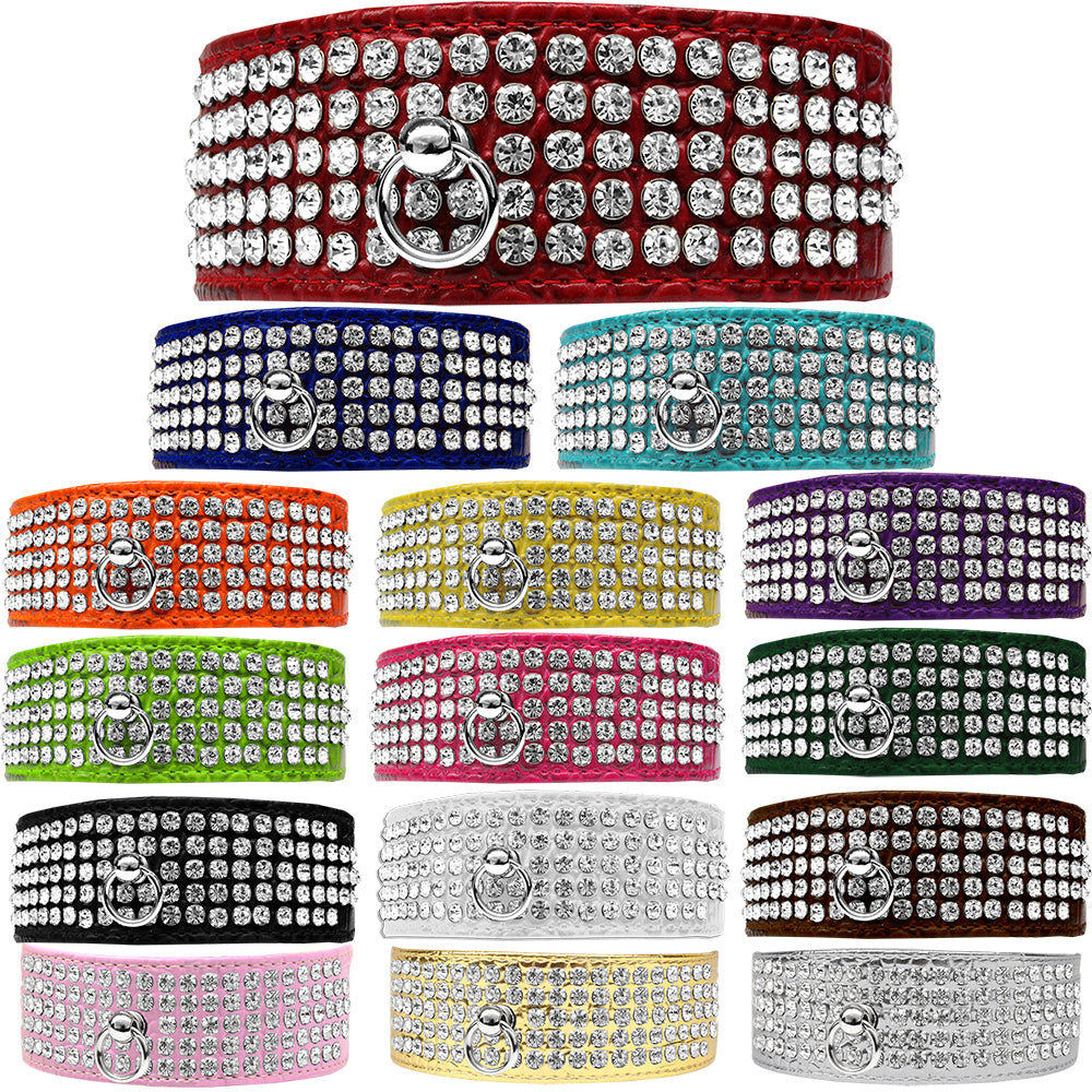 Mirage 5 Row Rhinestone Designer Croc Dog Collar