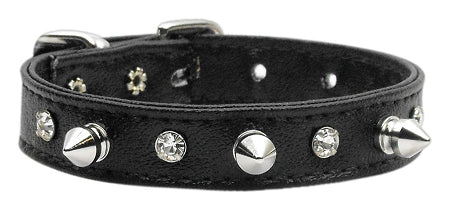 Just the Basics Crystal and Spike Collars Black