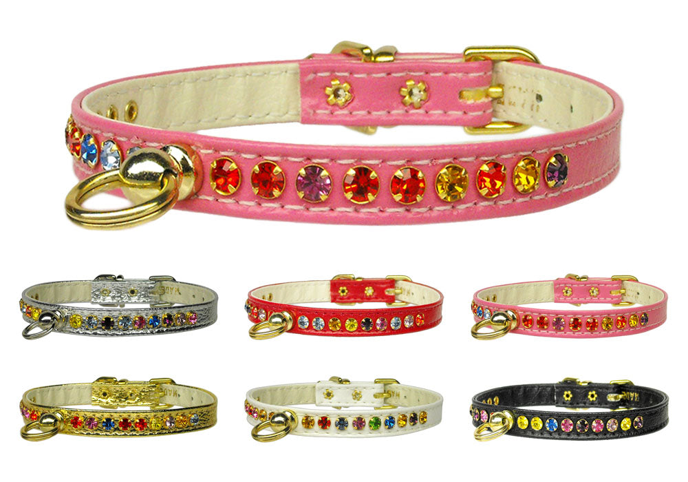 One Row Confetti Mixed Crystal Vintage Set Dog Collar