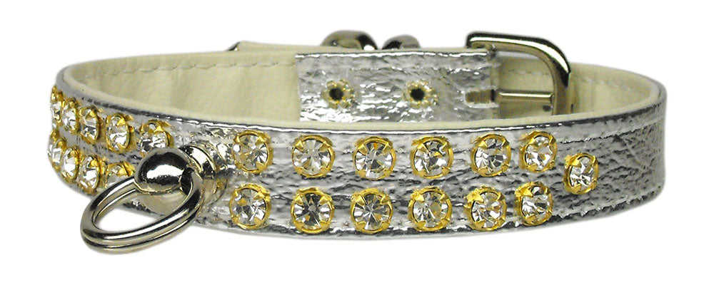 Narrow Two Row Clear Crystal Vintage Set Dog Collar