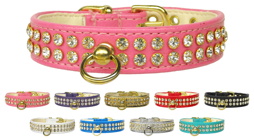 Two Row Luxury Clear Crystal Vintage Set Dog Collar