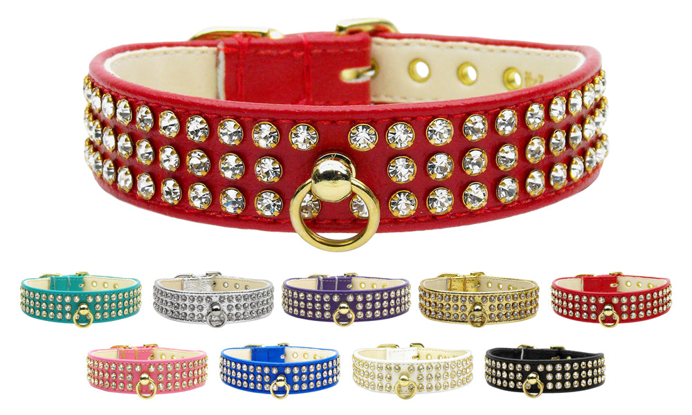Three Row Vintage Set Clear Crystal Dog Collar