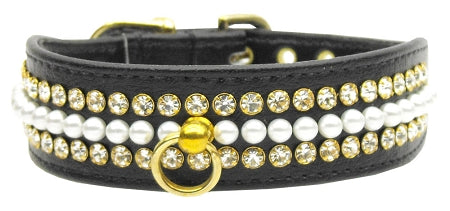 Mini Pearl Dog Collar Black