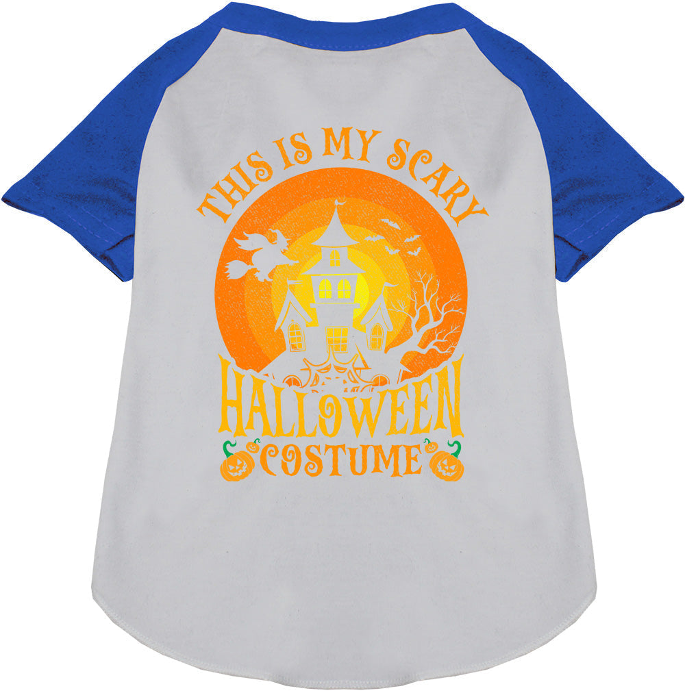 Blue pet raglan shirt with Halloween design
