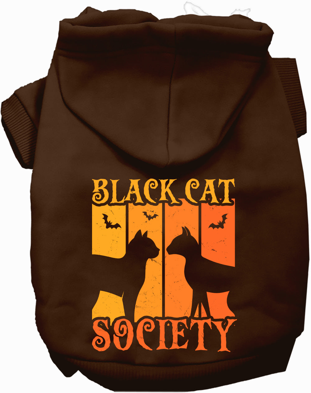 Black Cat Society pet hoodie in brown