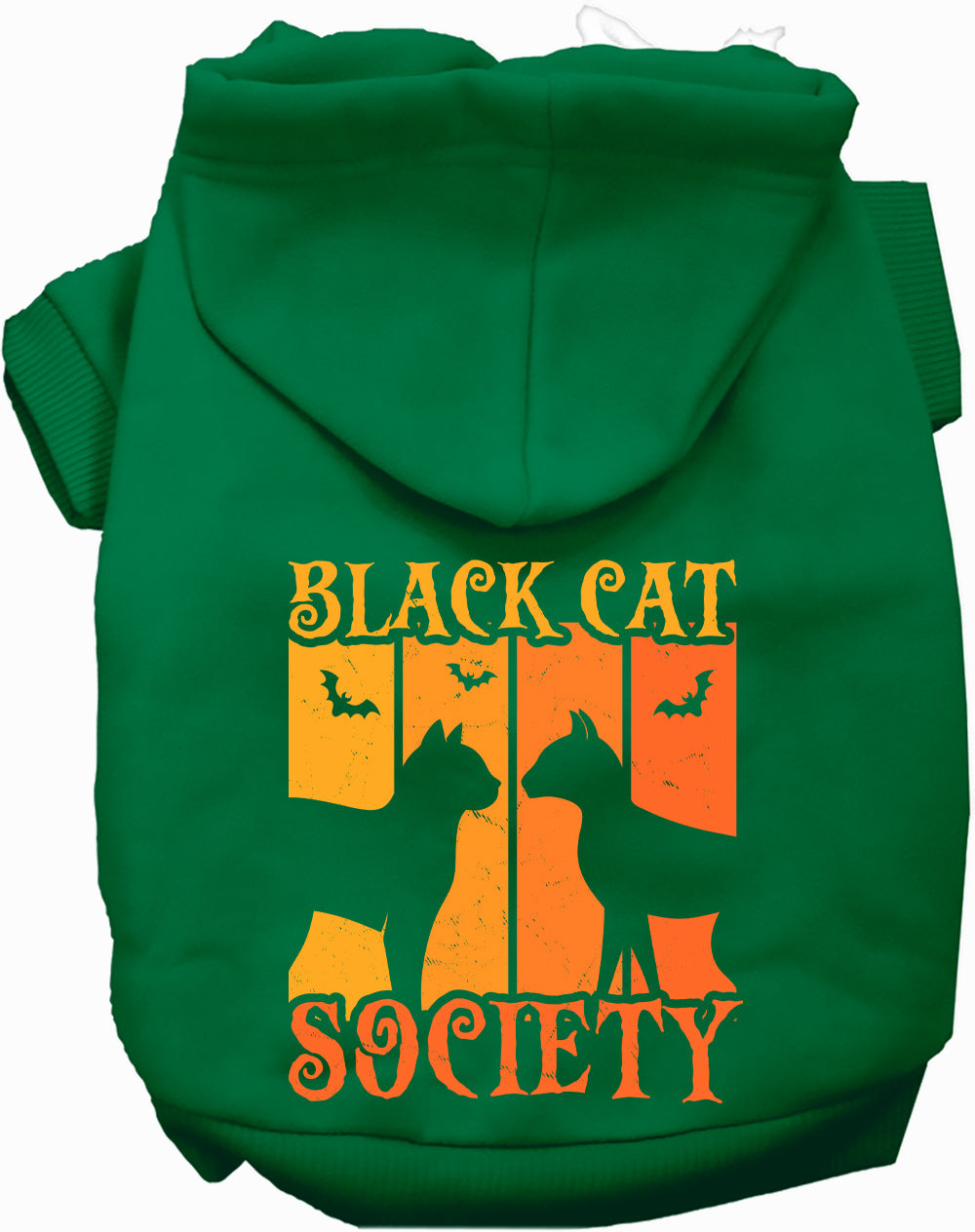 Black Cat Society pet hoodie in green