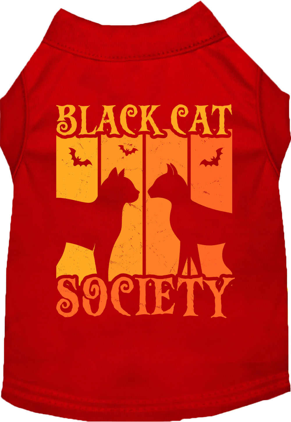 Red Black Cat Society pet shirt with Halloween design