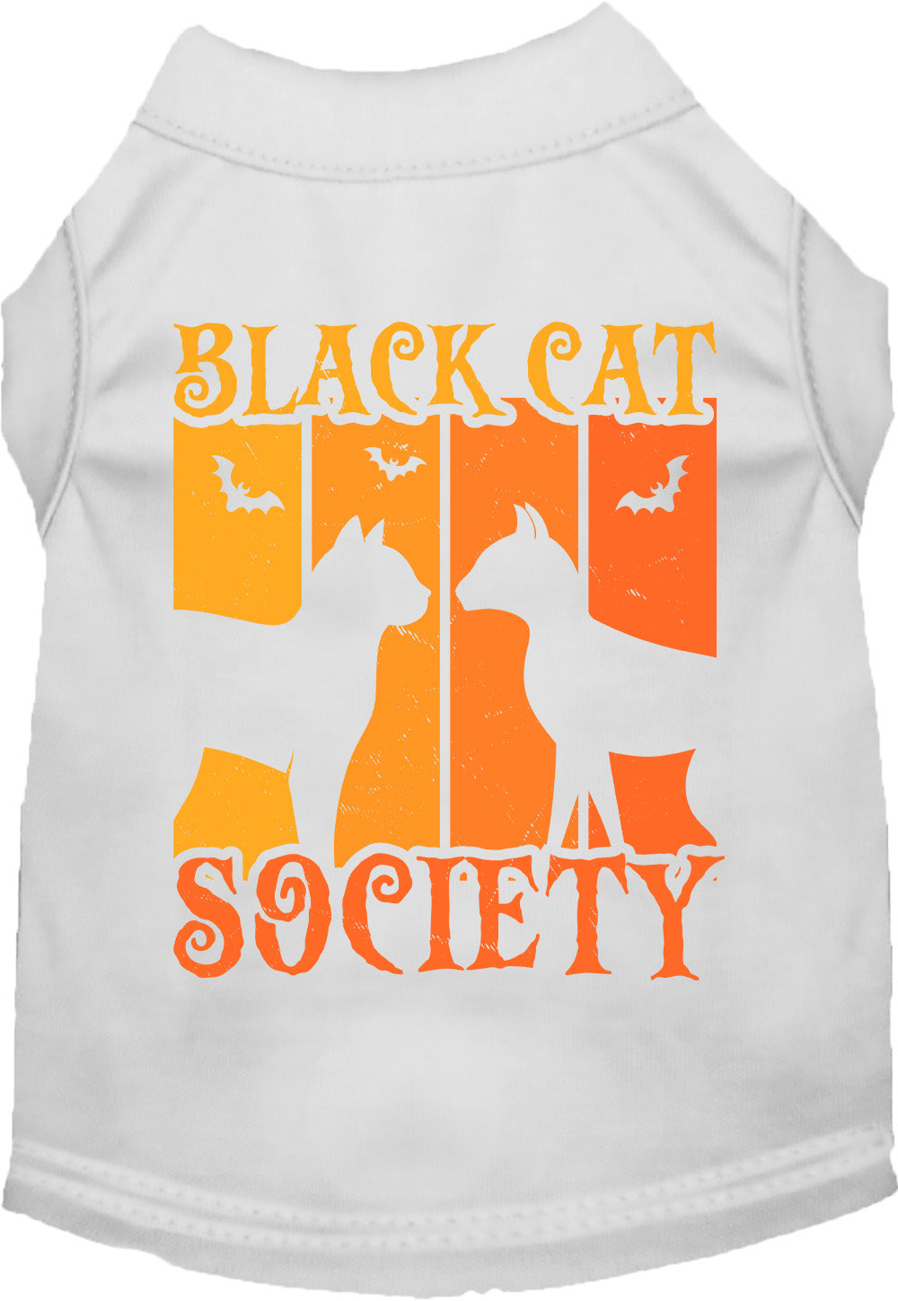 White Black Cat Society pet shirt with Halloween design