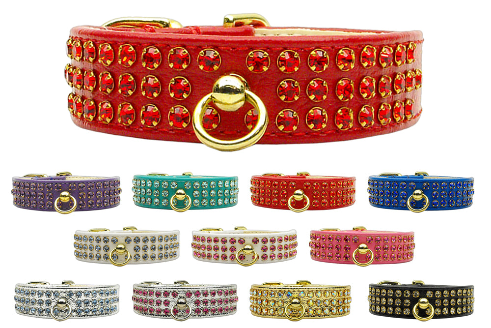 Three Row Matching Crystal Vintage Set Dog Collar