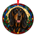 Black and Tan Coonhound stained glass style Christmas ornament