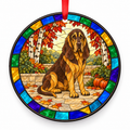Bloodhound Liver and Tan porcelain Christmas ornament with red ribbon — ORN-10269